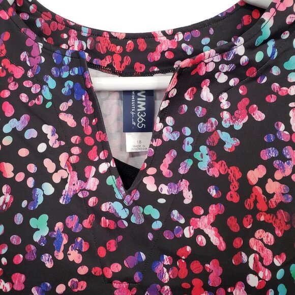 Swim365 NWT Women Plus Sz 18 Swim Tee Built In Bra Side Ruched Split Neck UPF50 - Picture 7 of 14